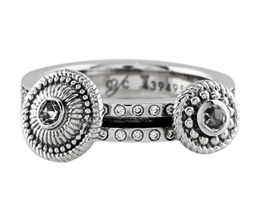 Carrera Y Carrera Pasodable 18k White Gold Diamond 2 Moving Disk Ring