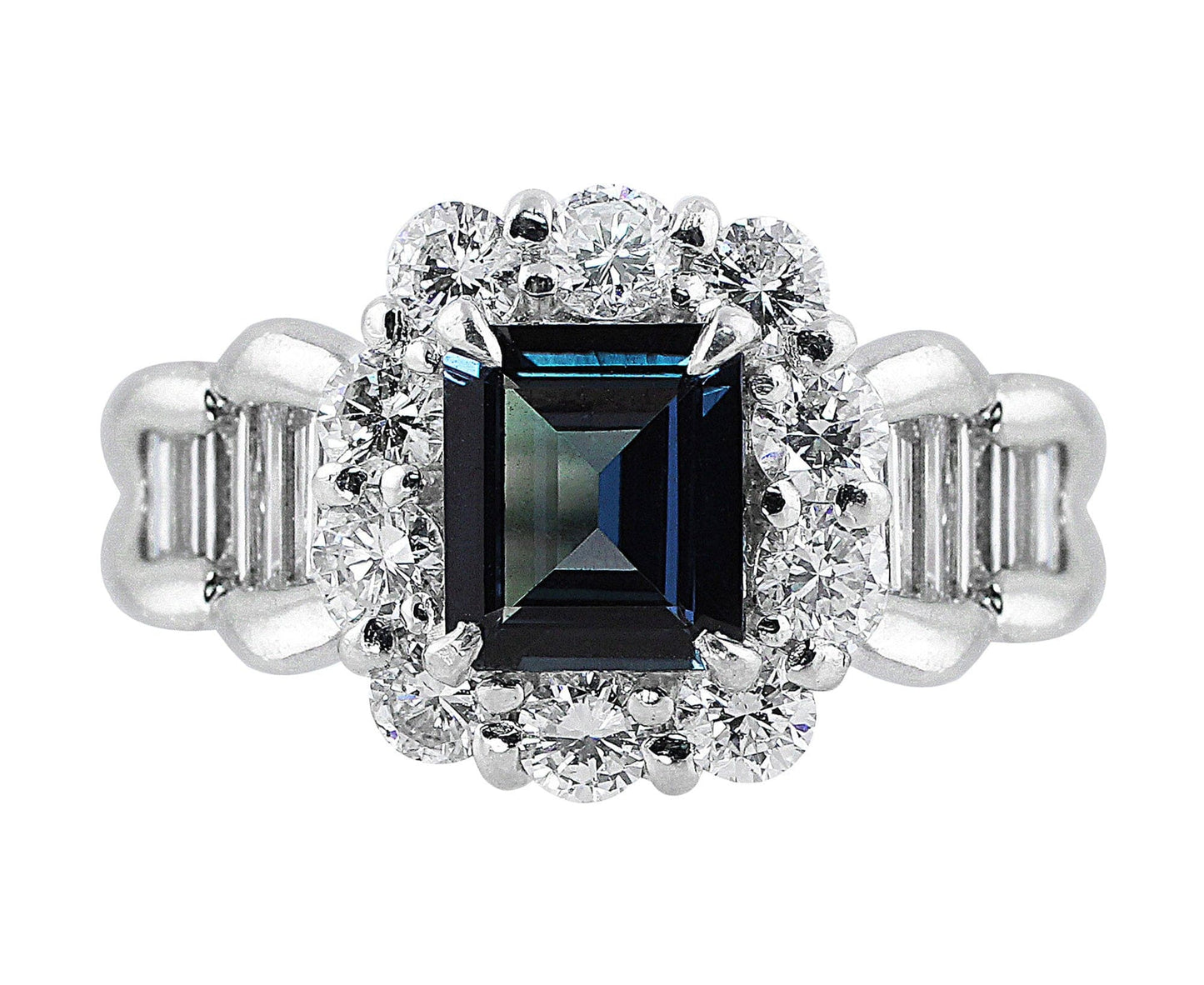 Platinum Diamond Alexandrite Ring