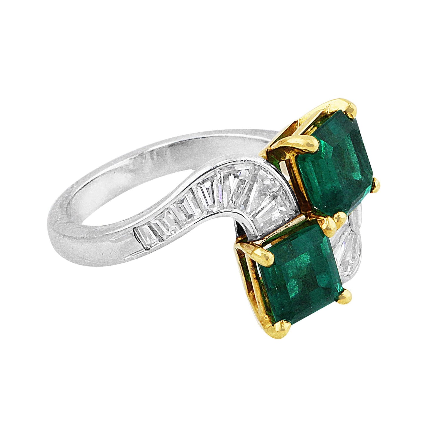 Platinum Colombian Emerald Bypass Ring, GIA Certified