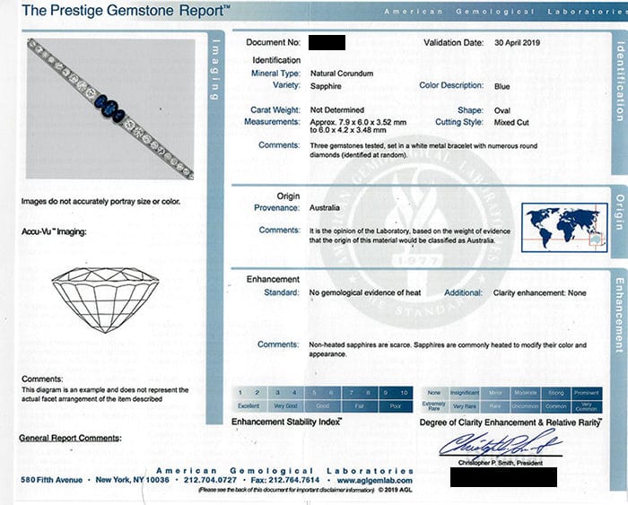Platinum 1920's Oval Sapphire and Diamond Bracelet, AGL certified