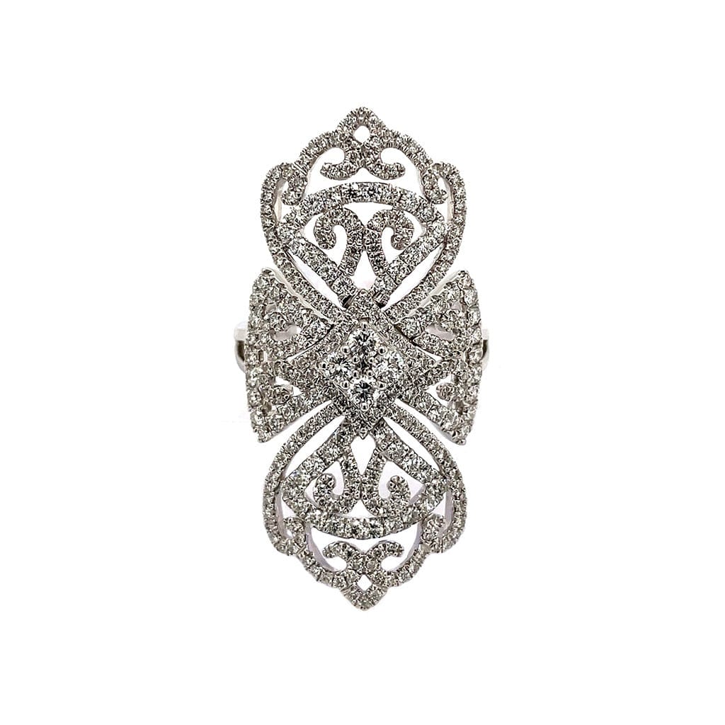18K White Gold Diamond Lace Ring