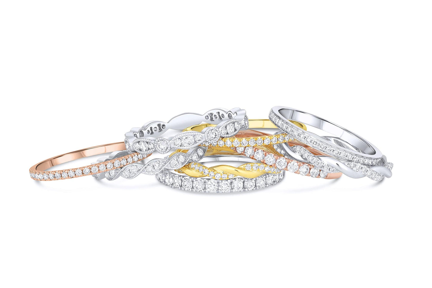 18k White Gold 0.13ctw Diamond Twisted Halfway Band