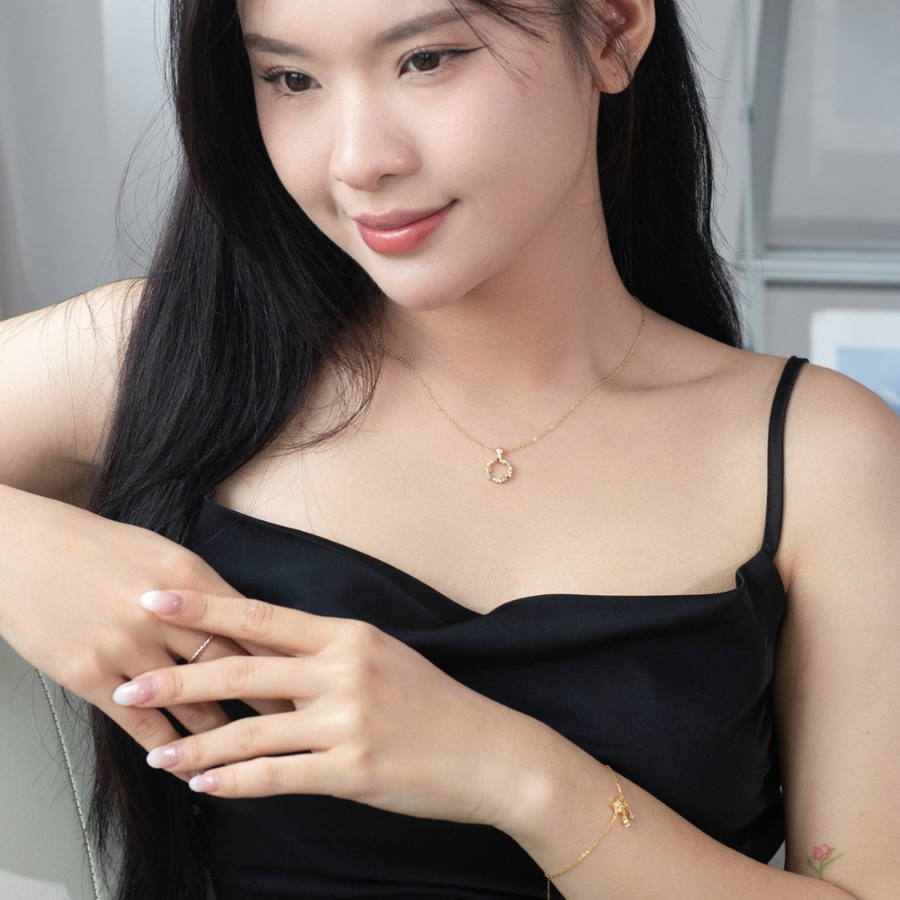 ELVORIA Aquamarine Necklace – 18K Gold Plated 925 Sterling Silver