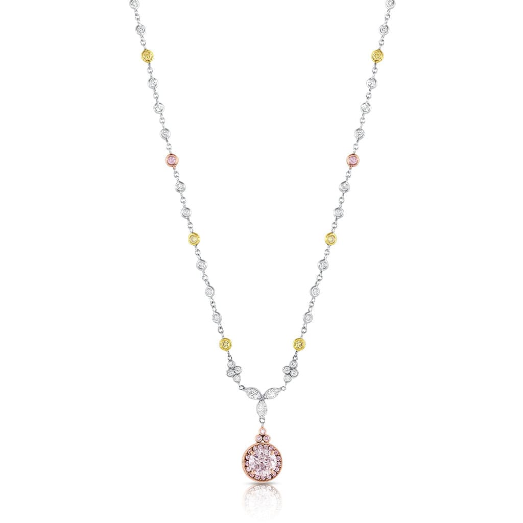 Rivière Platinum 1ct Fancy Light Purplish Pink Necklace