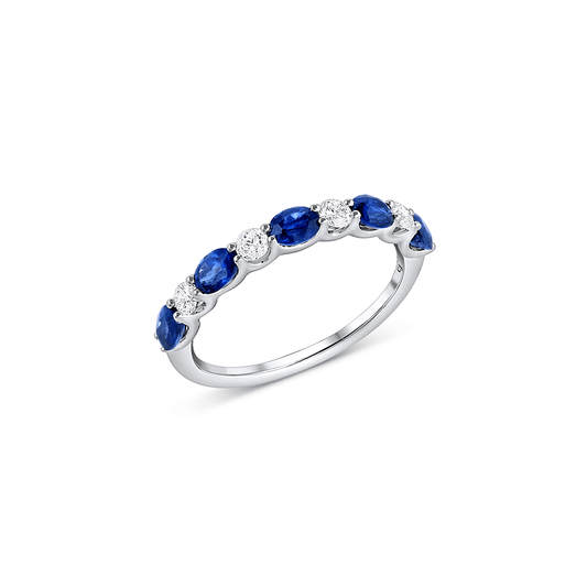 18k White Gold 1.05ctw Sapphire and Diamond Band