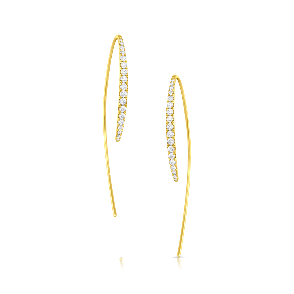 18k Yellow Gold and Diamond Threader Earrings