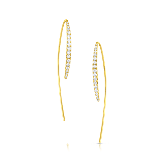 18k Yellow Gold and Diamond Threader Earrings