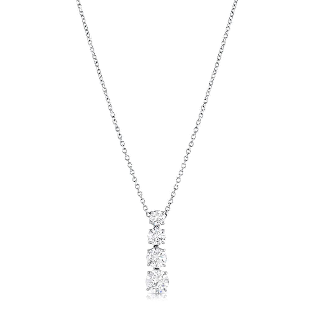 Rivière 18k White Gold Four Stone 3.73ctw Diamond Pendant Necklace