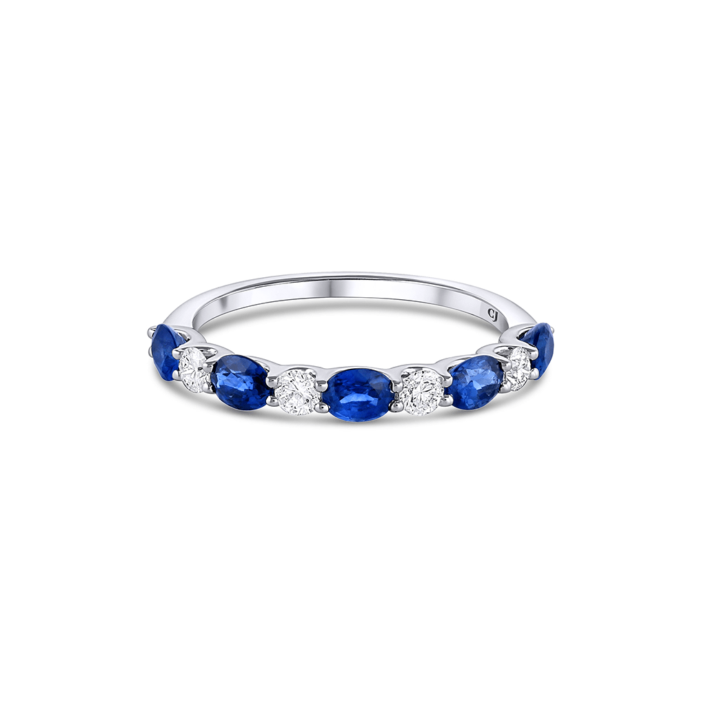18k White Gold 1.05ctw Sapphire and Diamond Band