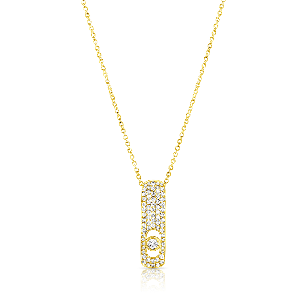 18k Yellow Gold 0.61ctw Pavé Diamond Tab Pendant