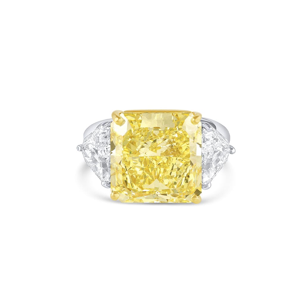 Platinum 18K Yellow Gold 10ct Fancy Yellow Diamond Ring, GIA Certified