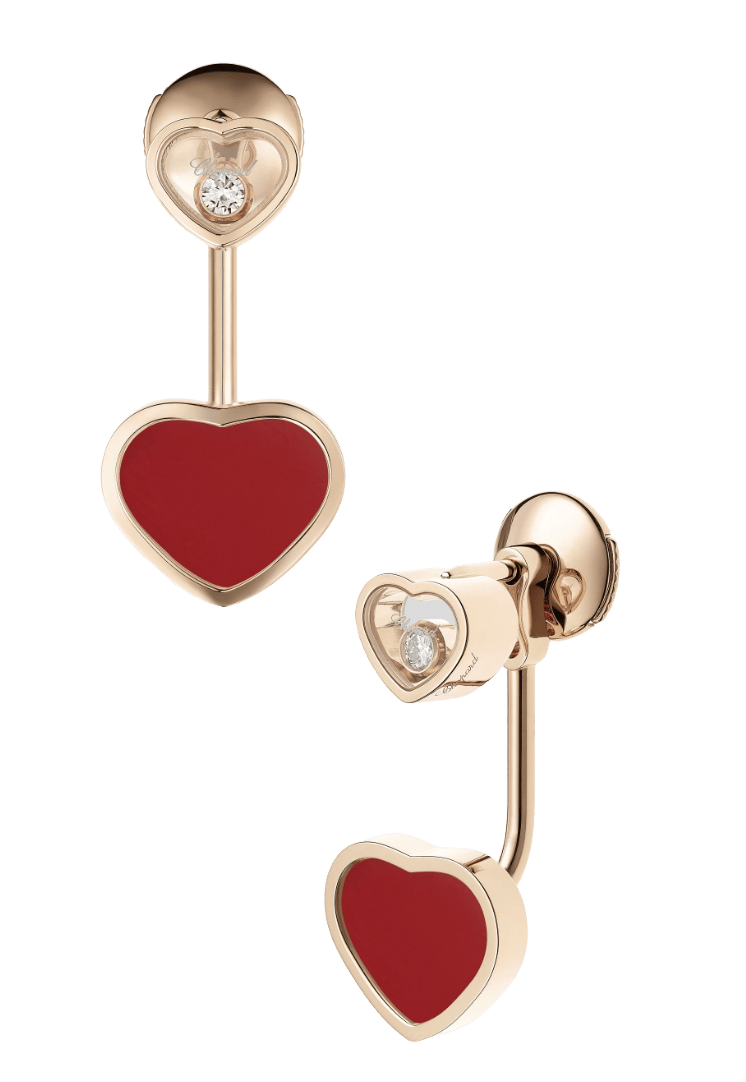 Happy Hearts Earrings Red Stone