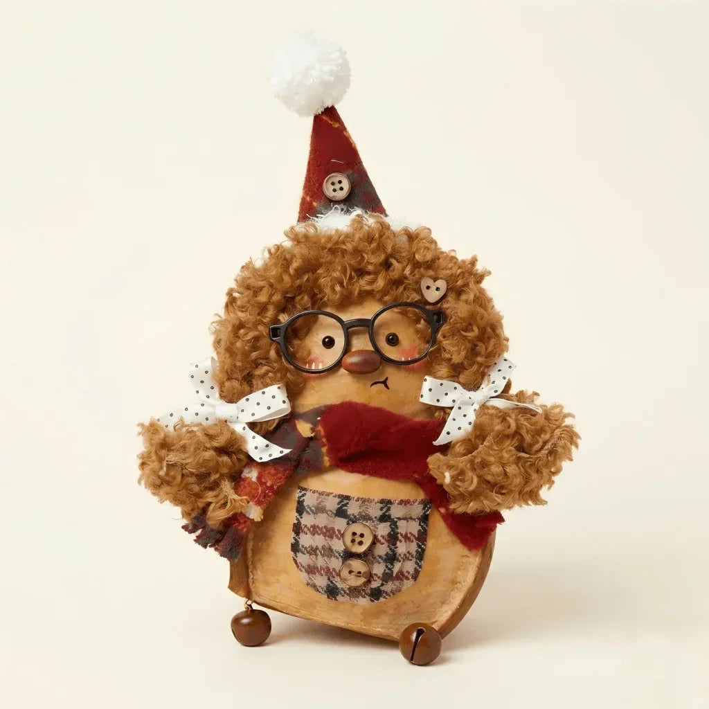 Aimomo Pod Sprite – handmade forest spirit collectible with red hand-stitched accent | ZAPIFIY