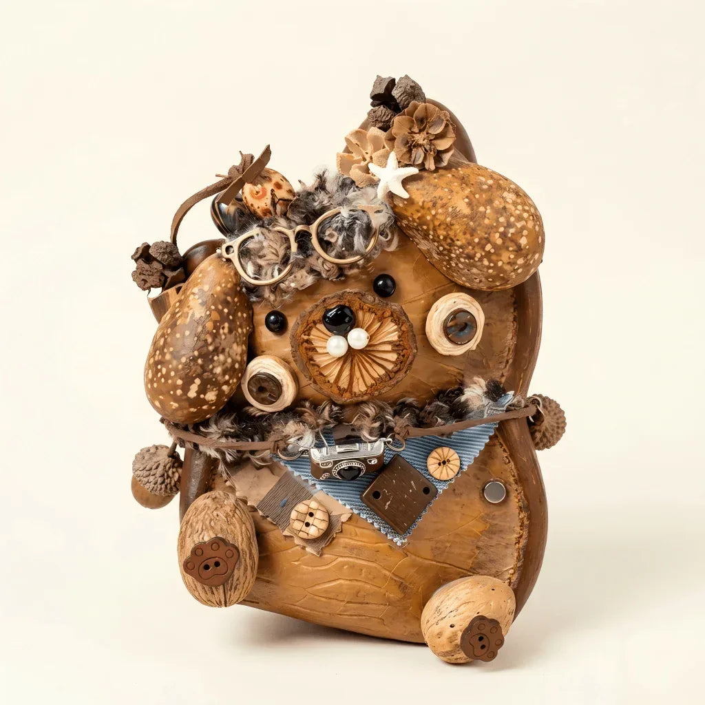Bibi Pod Sprite – dual character handmade collectible from rare speckled seed pod | ZAPIFIY