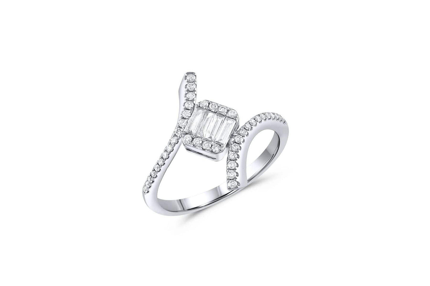 18KT WHITE GOLD BYPASS DIAMOND RING