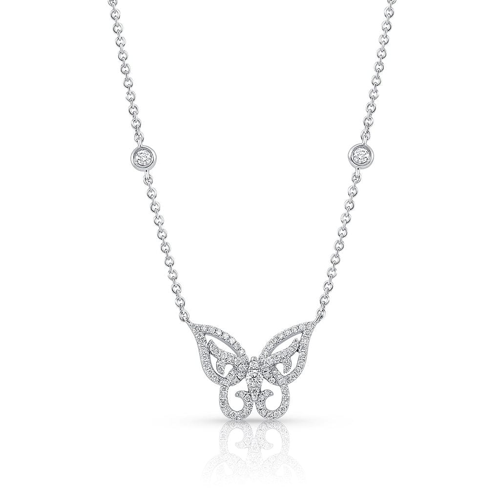 18 kt White Gold Diamond Butterfly Necklace