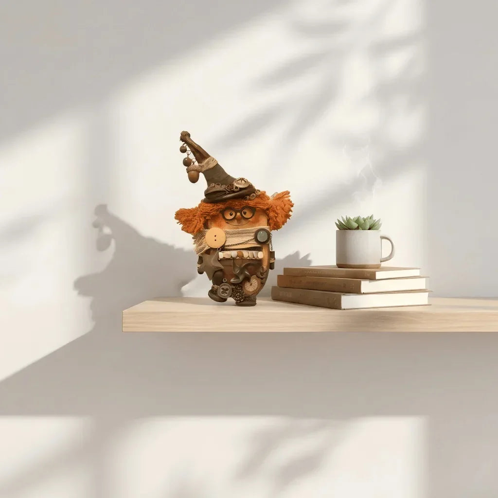 Coco Pod Sprite detail – artisan nature figurine made from dried seed pod | ZAPIFIY