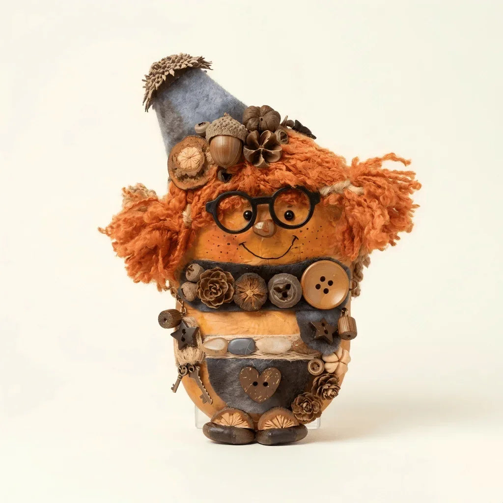 Cocoa Pod Sprite – rustic handmade artisan nature figurine from dried seed pod | ZAPIFIY