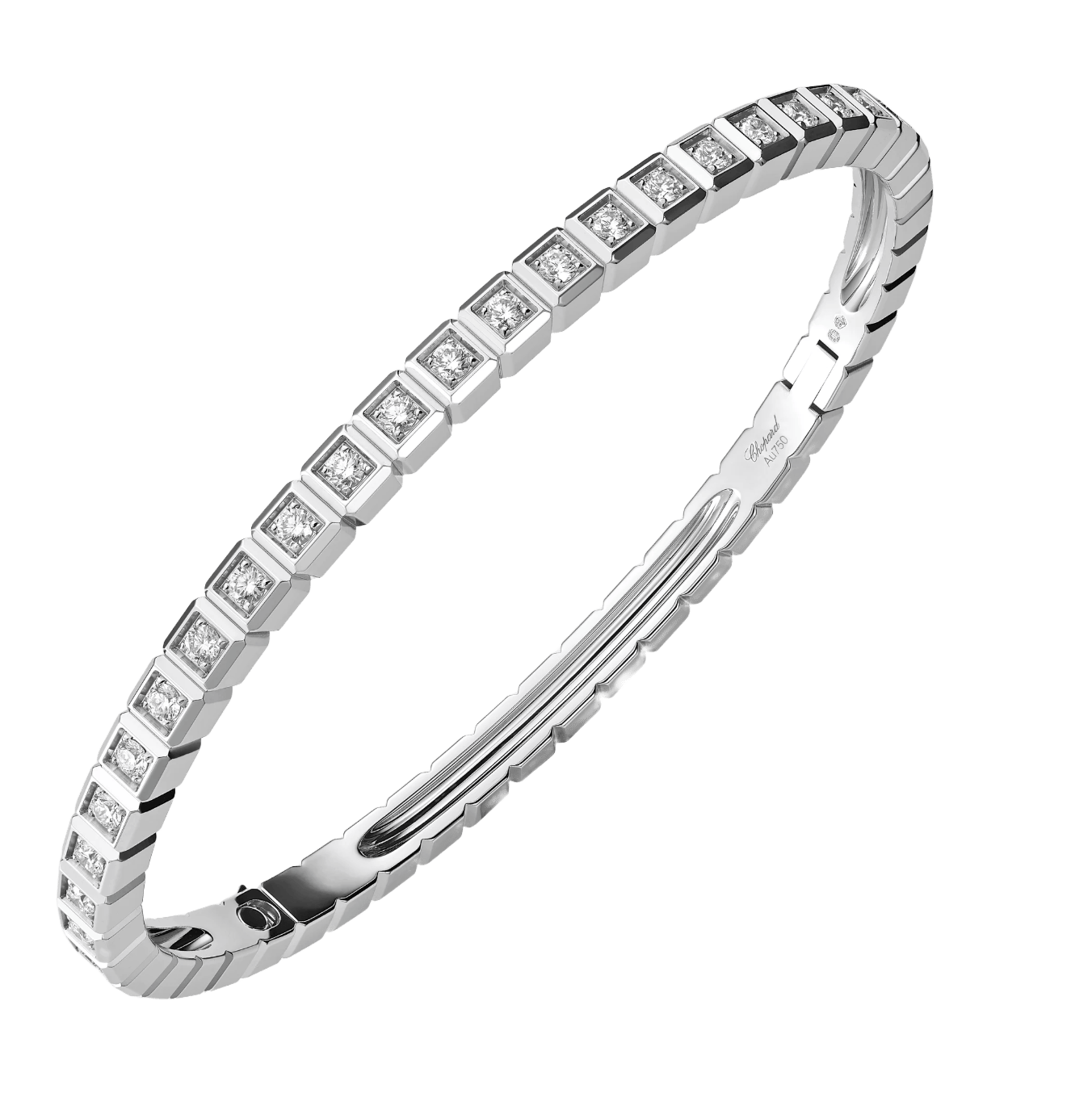 Ice Cube White Gold Diamond Bangle Bracelet