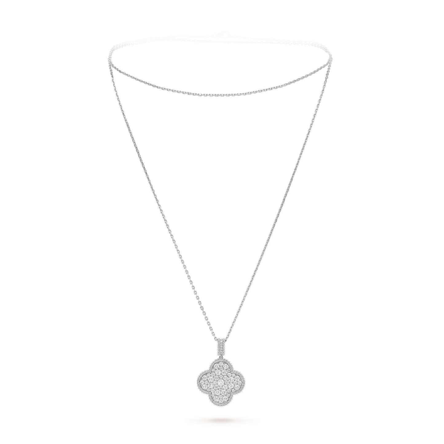 18K Celestial Magic Alhambra One Motifs Diamonds Clover Necklace