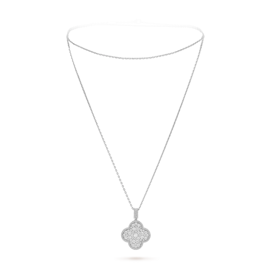 18K Celestial Magic Alhambra One Motifs Diamonds Clover Necklace