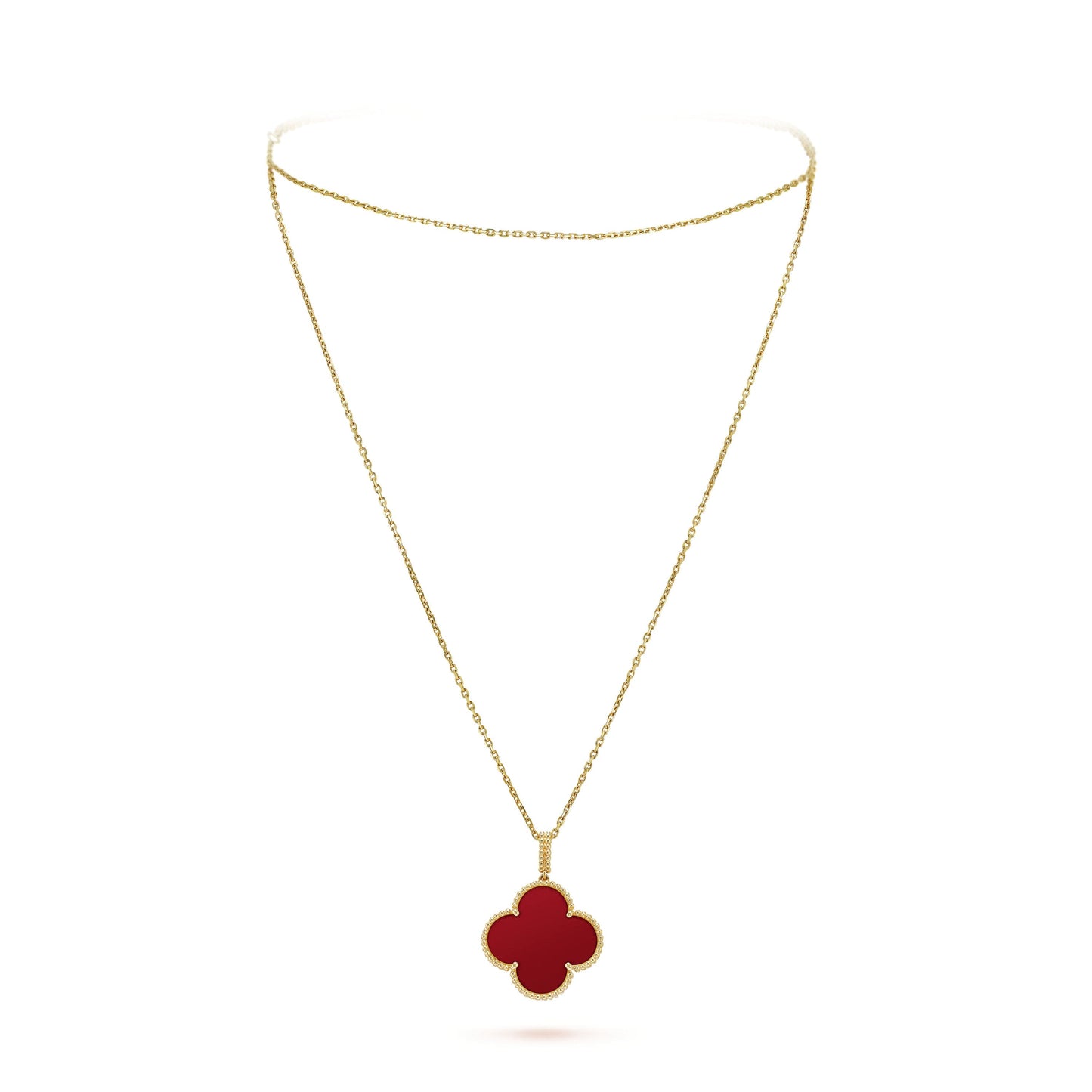 18K Celestial Magic Alhambra One Motifs Carnelian Clover Necklace