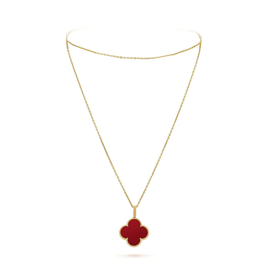 18K Celestial Magic Alhambra One Motifs Carnelian Clover Necklace