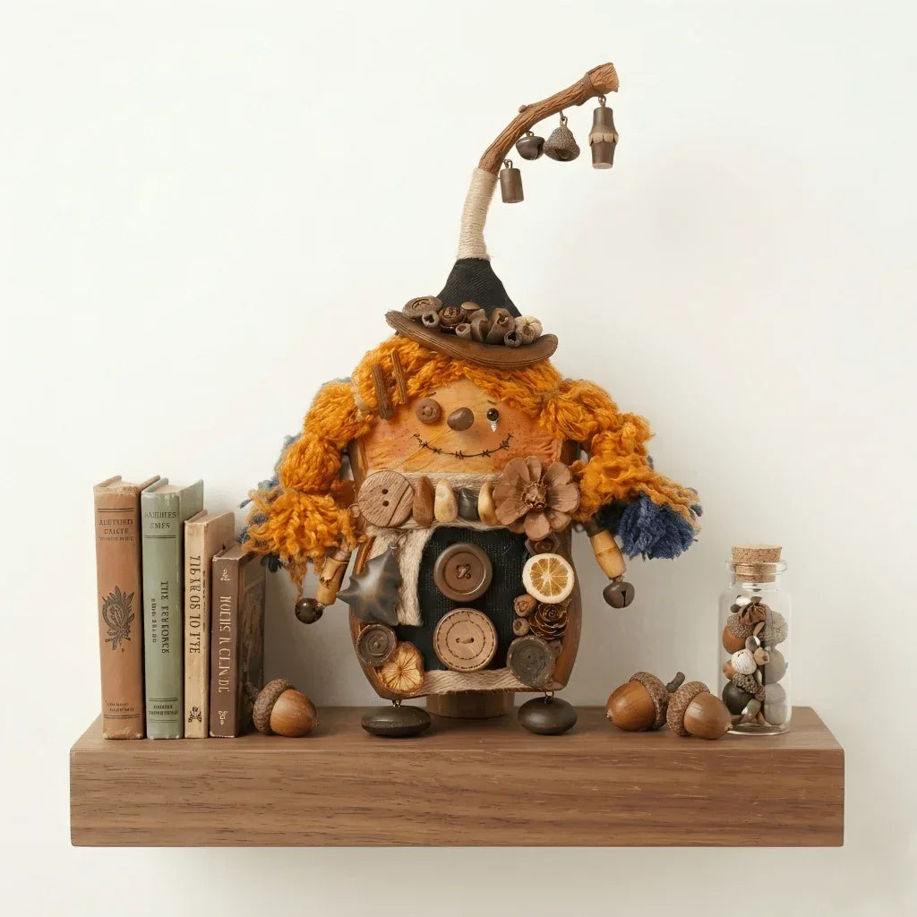 Fable Pod Sprite detail – handcrafted mixed-media autumnal forest spirit gift | ZAPIFIY