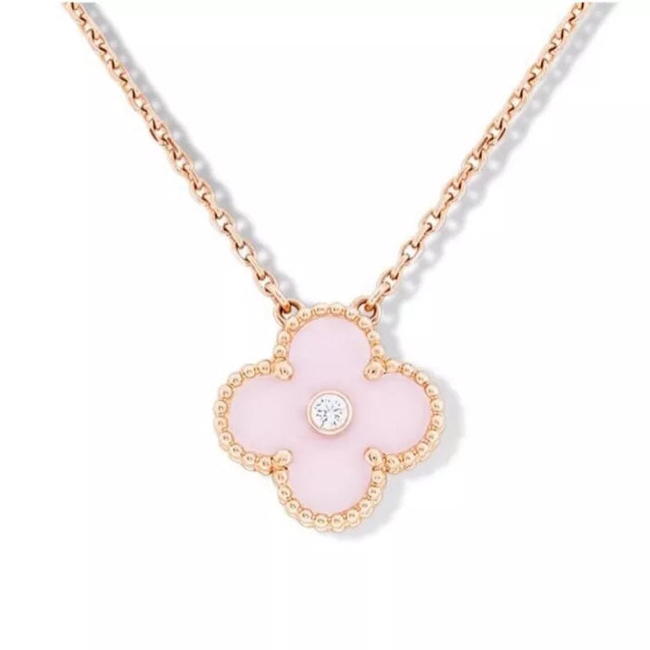 18K Celestial Sweet Alhambra Pink Clover Necklace