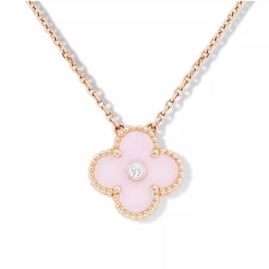 18K Celestial Sweet Alhambra Pink Clover Necklace