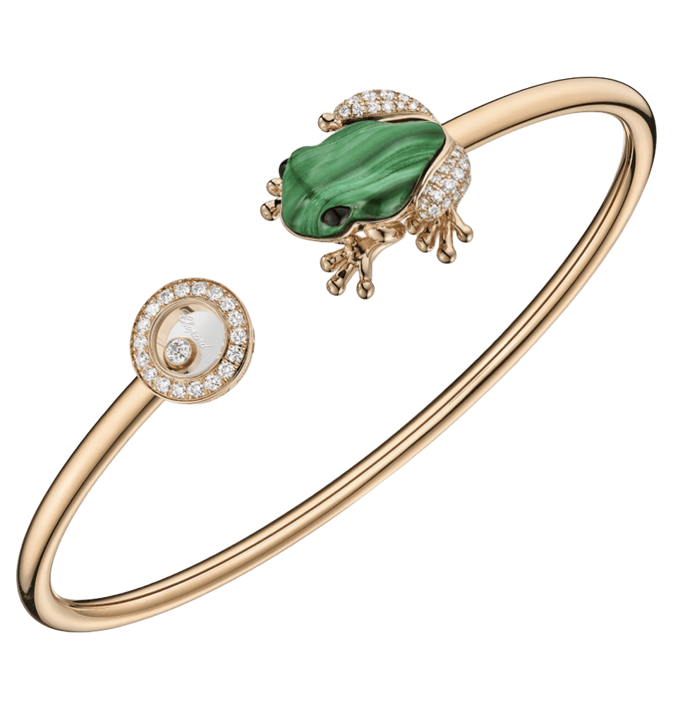 Happy Diamonds Frog Bangle Bracelet Malachite & Onyx
