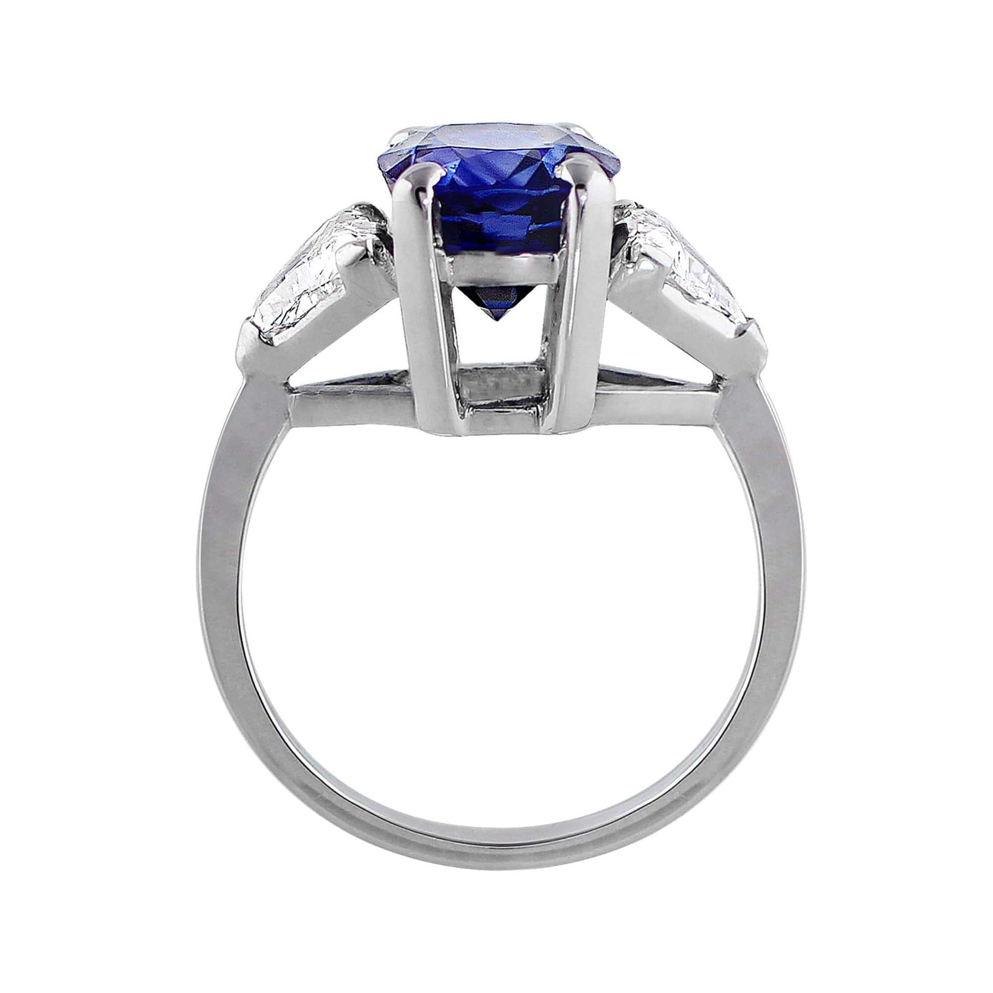 Platinum 4.22ct Ceylon Blue Sapphire Ring