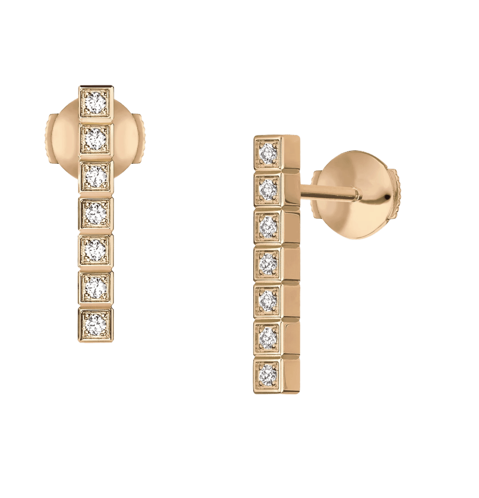 Ice Cube Rose Gold Full-Set Diamonds  Earrings