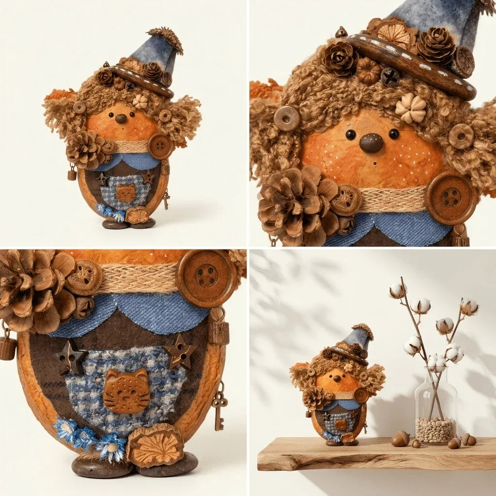Ginger Pod Sprite side view – rustic nature spirit handcrafted decor | ZAPIFIY