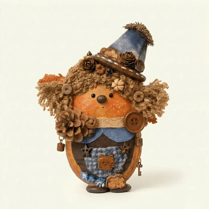 Ginger Pod Sprite – earthy handmade artisan collectible figurine from seed pod | ZAPIFIY