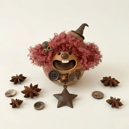 Halulu Pod Sprite detail – cheerful handcrafted woodland spirit home decor | ZAPIFIY