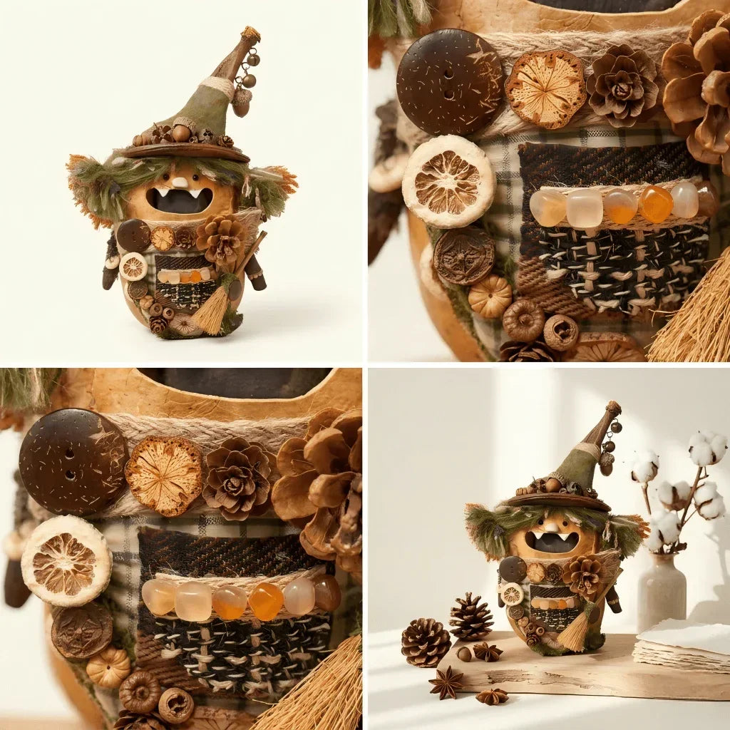 Hazel Pod Sprite side view – cozy artisan woodland spirit collectible | ZAPIFIY