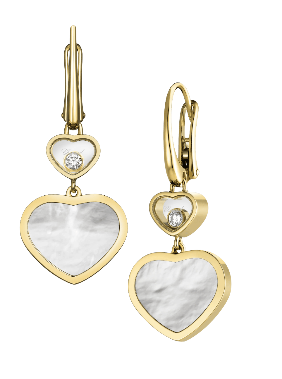 Happy Hearts Drop Earrings Yellow Gold