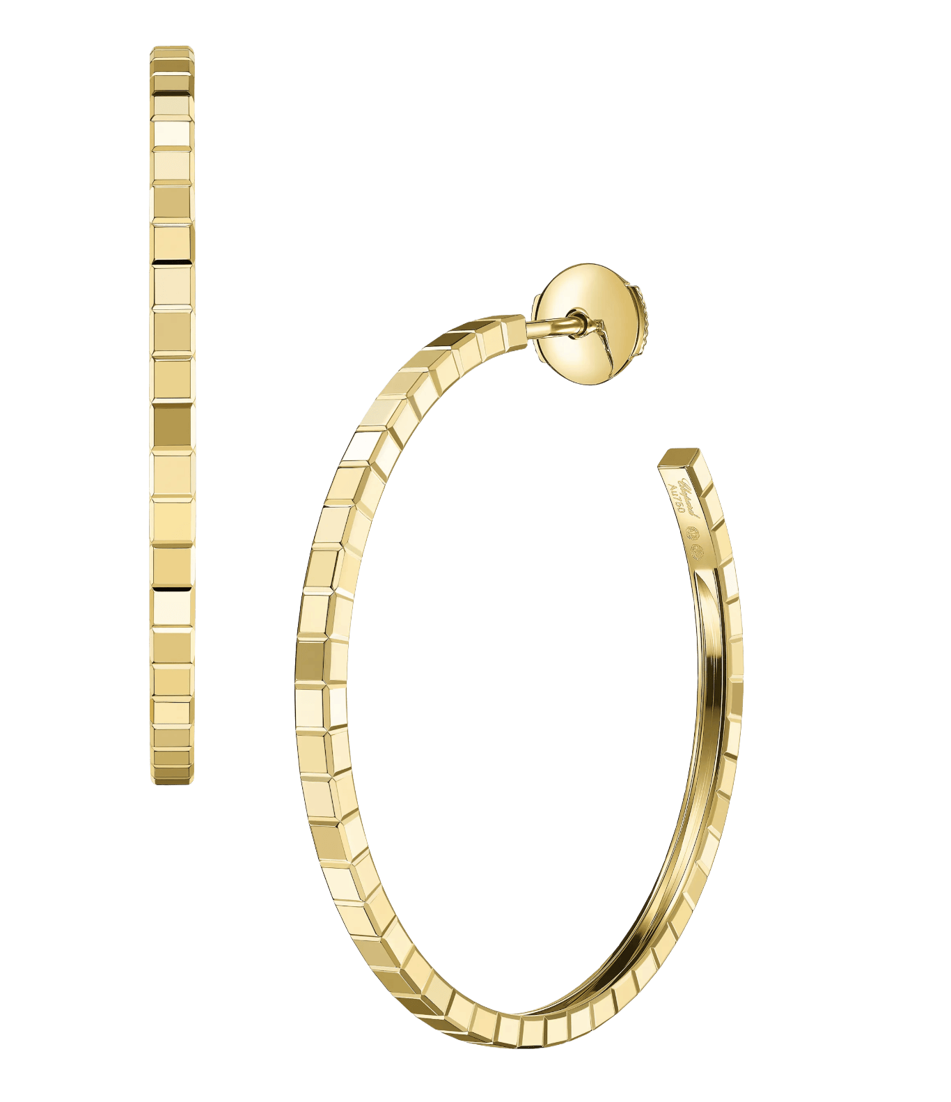 Ice Cube Yellow Gold Hoop Earrings