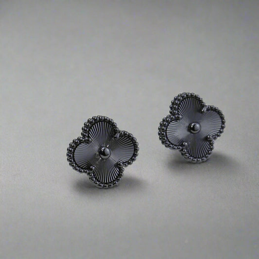 18K Celestial Vintage Alhambra Black Earrings