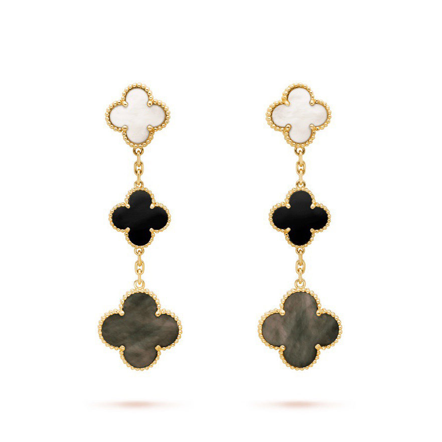 18K Celestial Magic Alhambra Three Pearls Motifs Earrings