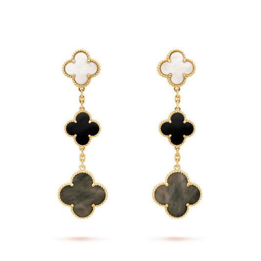 18K Celestial Magic Alhambra Three Pearls Motifs Earrings