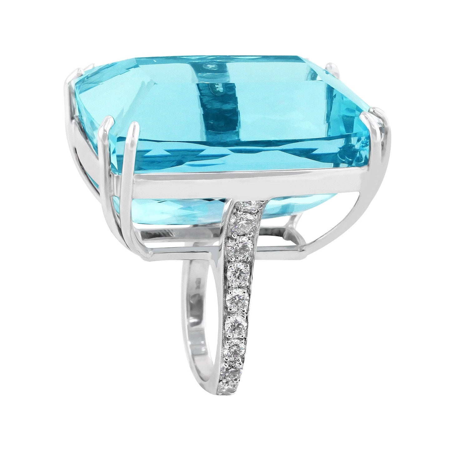 Platinum Impressive Aquamarine and Diamond Ring GIA Certified 132.62cts
