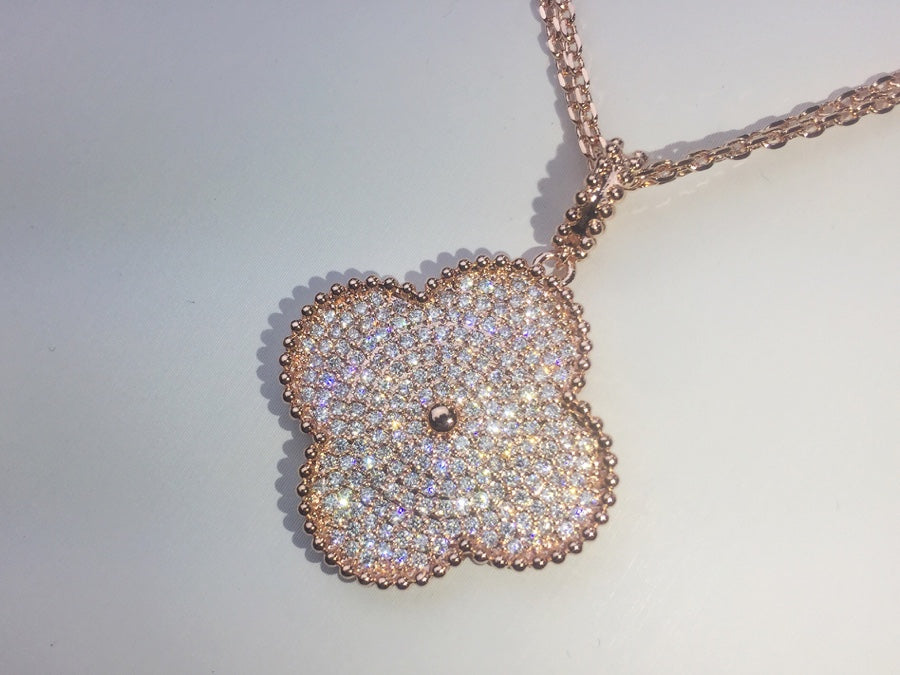 18K Celestial Magic Alhambra One Motifs Diamonds Clover Necklace