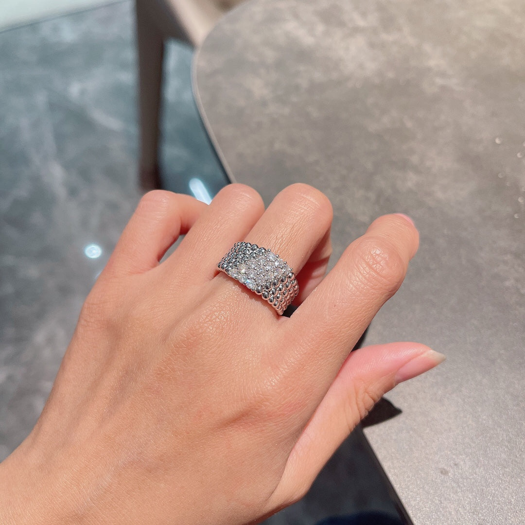 18K Celestial Perl̩e Diamonds Five Rows Ring