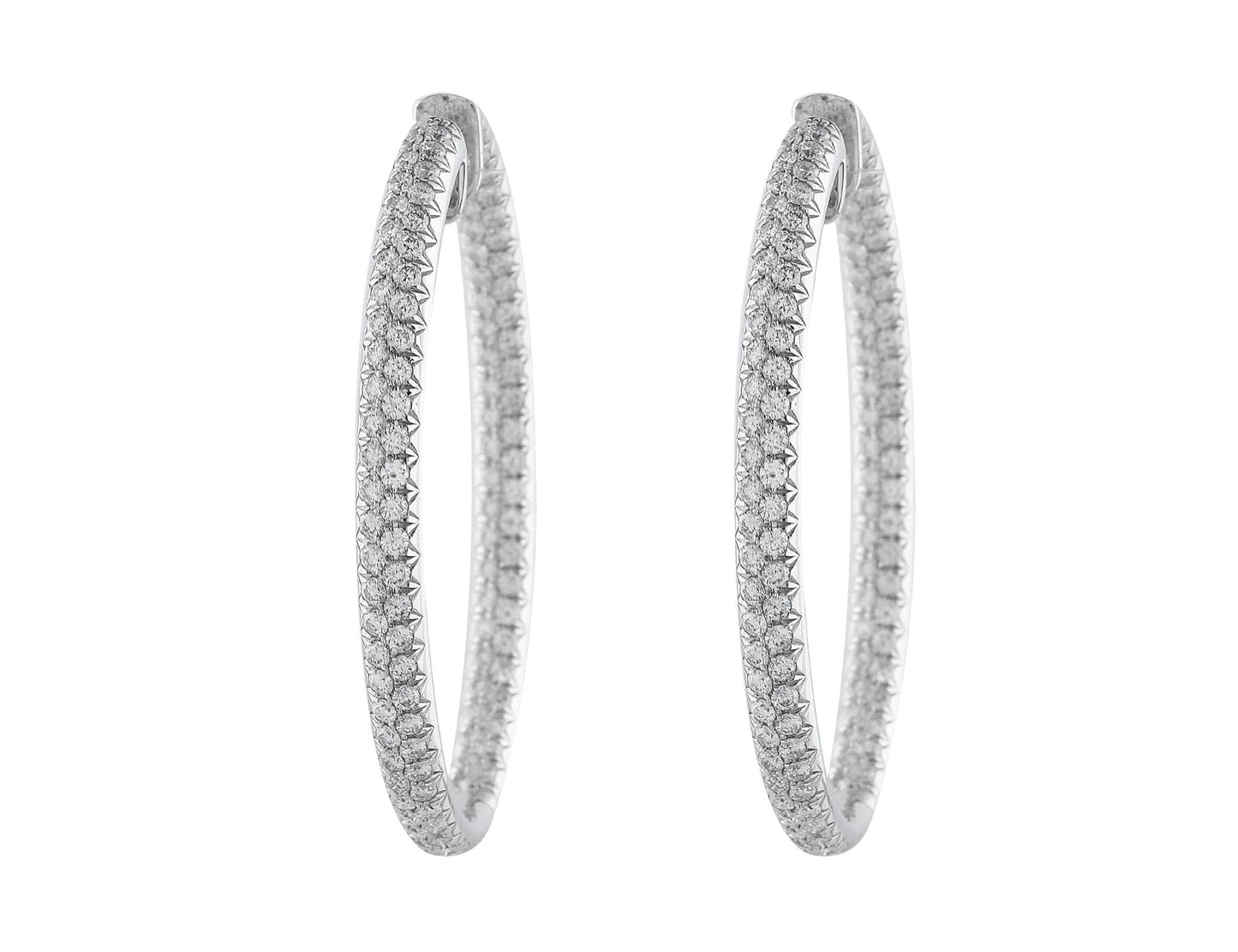 18k White Gold 5ct Oval Hoop Diamond Earrings