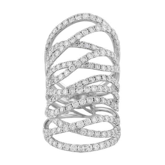 18k White Gold 4.03ctw Diamond Wide Lace Ring