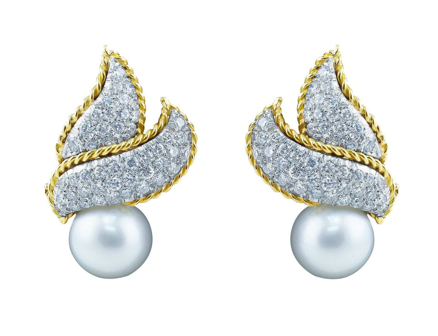 Pearl and Pave Diamond Earrings