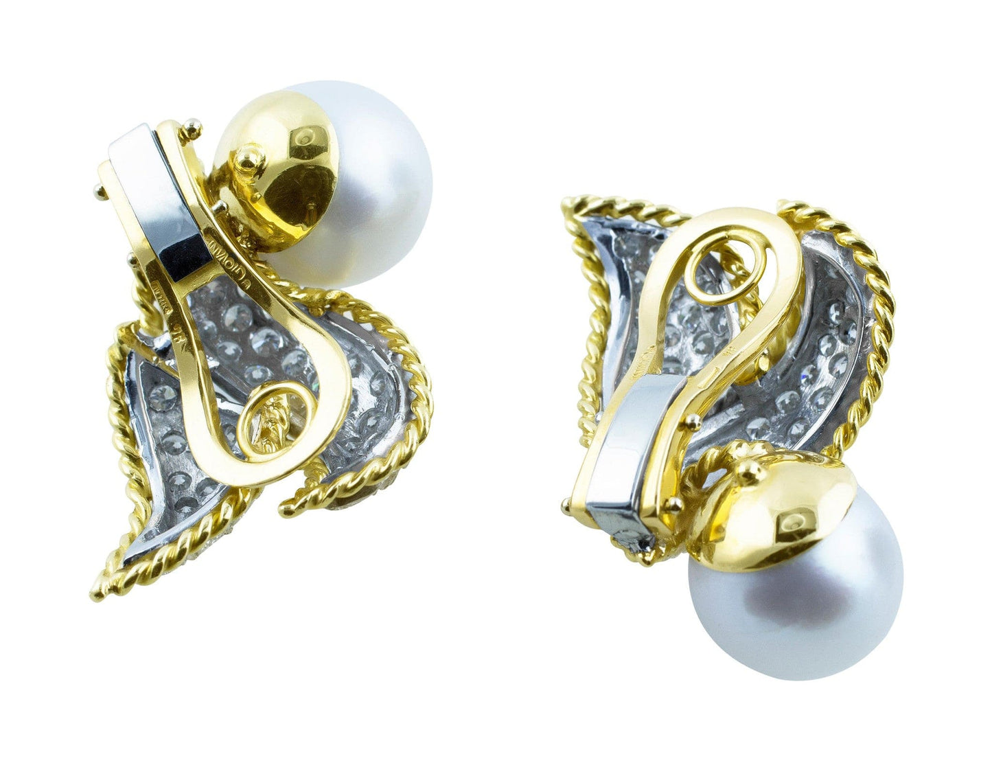 Pearl and Pave Diamond Earrings