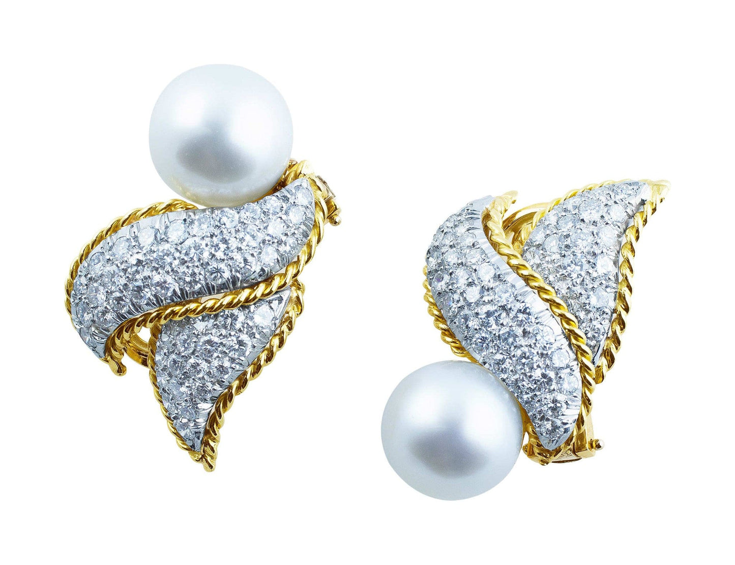 Pearl and Pave Diamond Earrings